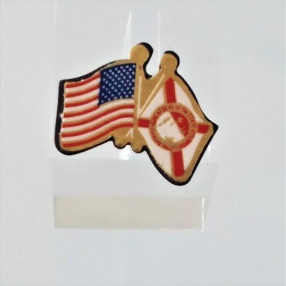 USA and FLORIDA Crossed Friendship Flag Lapel Pin Great Seal Of The State Of FL - Picture 3 of 4